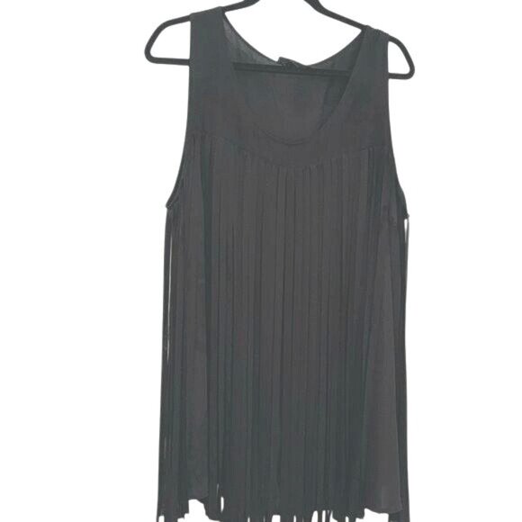 Lane Bryant Black Fringe Tank Top Polyester Womens Size 22 - Picture 1 of 8